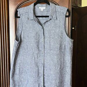 Pure Navy 100% Linen Dress XL